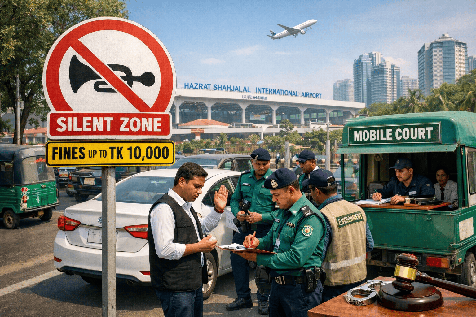 হর্ন কমাতে ঢাকার উদ্যোগঃ বিমানবন্দর ও গুলশান–বনানী সাইলেন্ট জোনে জরিমানা কার্যকর feature image